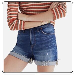 High rise denim shorts